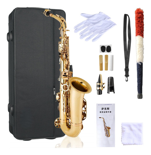 Sax Alto Laqueado Top Luxo Saxofone Dourado C/ Case Mi Bemol