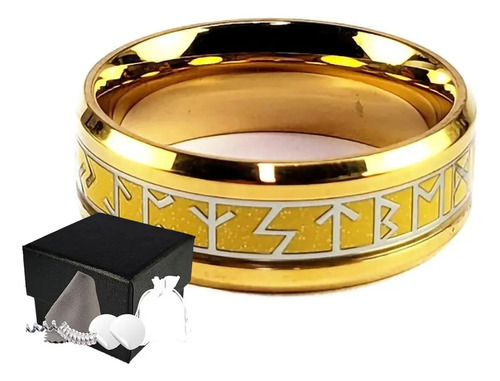 Combo Anillo Amuleto Runas Protección Acero Inoxidable J