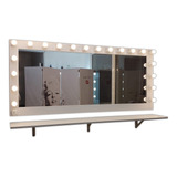 Espejos De Maquillaje 1.20 X 80 13 Luces Con Mesa  Incluye Ménsulas. Led. Camerinos,estilo Hollywood, Makeup Todoespejos