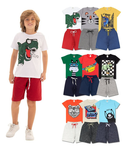 Kit Infantil 8 Peças De Roupa Menino Masculino Tam 1 A 10