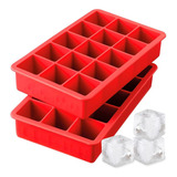 Forma De Gelo Em Silicone 15 Cubos Vermelha Cor Vermelho