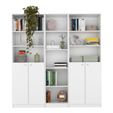 Combo De Bibliotecas Home Con Puertas, Blanco