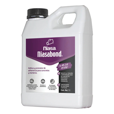 Niasabond 1 L – Aditivo líquido blanco para hogar y remodelación, mejora la adherencia de morteros, concretos y estucos, ayuda a evitar desprendimientos y humedad, ideal como sellador | Meses sin interés
