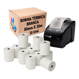 30 Bobinas Térmica 80mm 80x30 Bobina Cupom Impressora Pdv