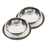 2 Pack Platos Para Mascota Comedero Acero 32oz Agua Comida