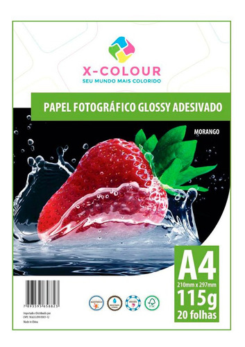 Papel Adesivo A4 Fotográfico X-colour 115g Glossy 100 Folhas