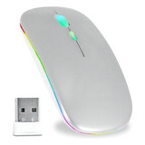 Mouse Notebook Sem Fio Recarregável Wireless Led Cor Cinza