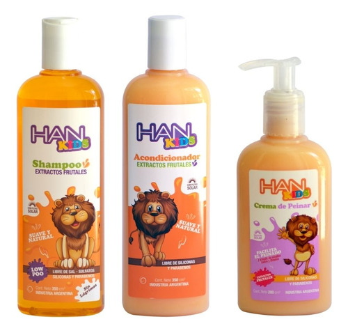  Han Kids Niños -shampoo + Acondicionador + Crema Peinar -3c