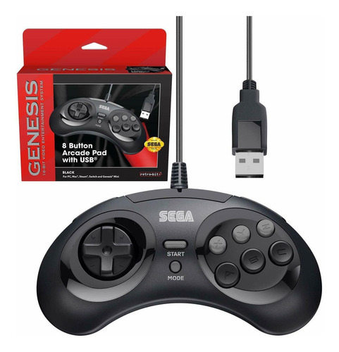 Control Usb De 8 Botones Retro Bit Oficial Sega Genesis