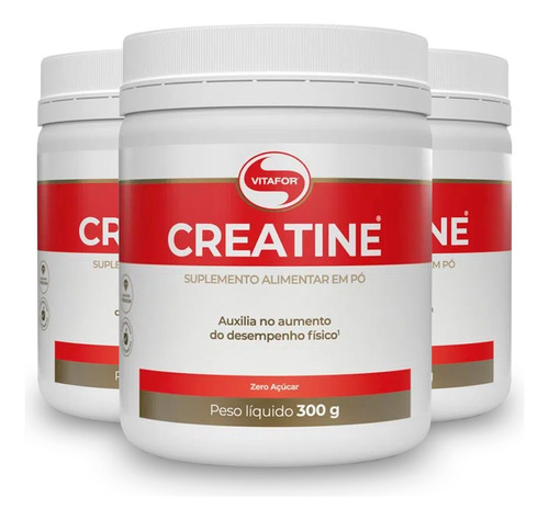 Kit 3 Creatina Monohidratada Creatine Vitafor Em Pó Com 300g