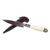 Cuchillo Hoja Dagger Acero Damasco 14 Cm Trenzado Fino 