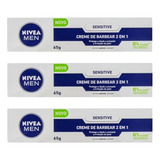 Creme Barbear Nivea 65g 2 Em 1 Sensitive - Kit Com 3un