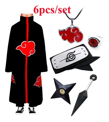 Naruto Akatsuki Disfraces Cosplay Capas Ropa Anillo Itachi