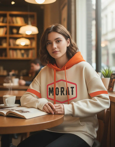 Sudadera Beige Con Naranja De Morat