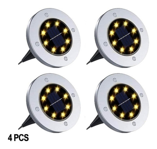 4pcs Luz Solar Led Lámpara De Pie Exterior Jardín Cubierta