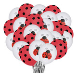 30 Pcs Ladybug Tema Tema Globos Red Black Polka Globos 12 Pu