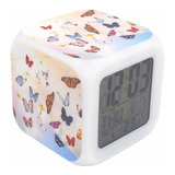 Reloj Despertador Digital Para Niños Boway Blanco/mariposas