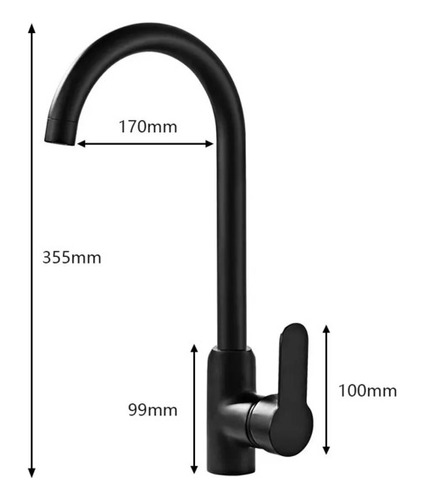 Grifo Alto Para Lavabo Monomando Negro Mezclador Negro