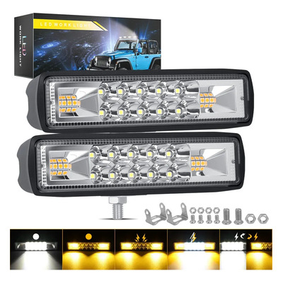 Par Faros Barras Lupa De 32 Leds Con Estrobo Para Moto Autos
