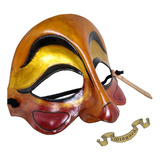 Máscara Colombina Commedia Dell'arte Cuero Artesanal