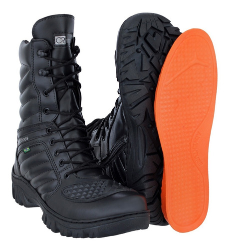 Kit 3 Botas Coturno Militar Motociclista Ziper Crshoes 8019