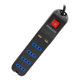 Alargador Extensión Philco 4 Pos Y 2 Usb Negro