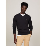 Sweater Básico Signature V-neck Negro Tommy Hilfiger