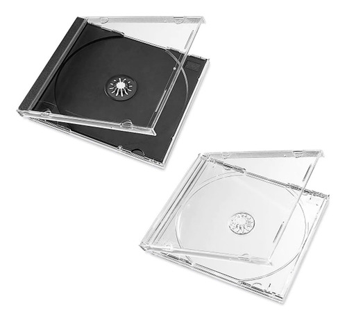 Caja Jewel Box Para Cd 25 Pzas Charola Cristal Y 25 Negra