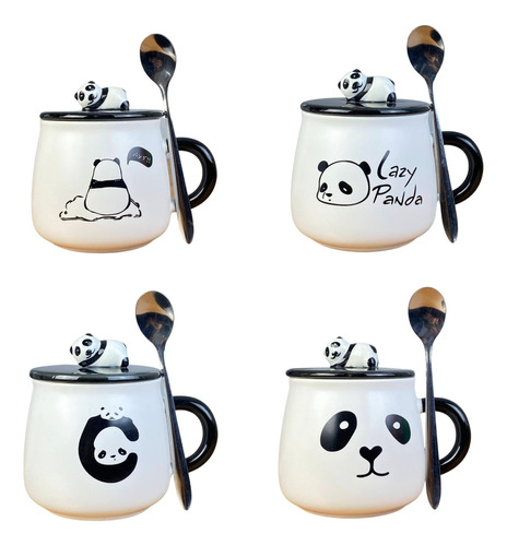 Pack 4 Mugs Premium Tazas Cerámica Colección Café Té Diseños