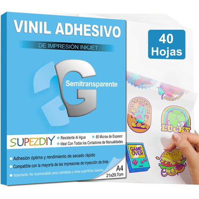 40 Hojas Vinil Imprimible Inkjet Translúcido Adhesivo SUPEZDIY A4 Impermeable | MercadoLibre