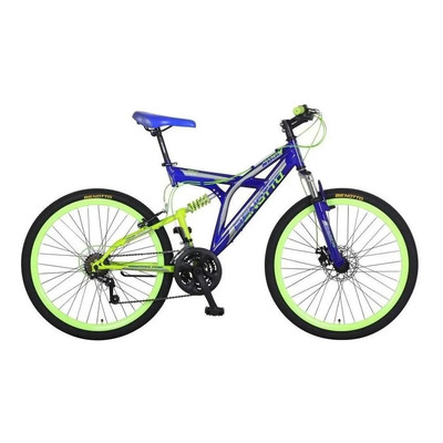 Bicicleta Benotto Rush R26 Mont 21v Doble Susp Fren Disc Del Color Azul oscuro\u002FVerde Tamaño del cuadro Único | Meses sin interés