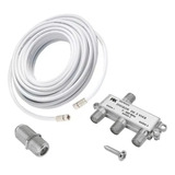 Kit Cabo Coaxial Rg6 1 Metro + Divisor 1 X 3 + Emenda 