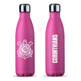 Garrafa Squeeze Inox Corinthians Feminina Rosa Brabas 750ml