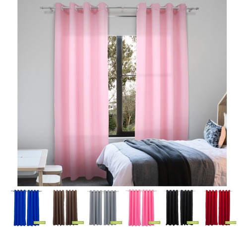 Cortina Oxford Para Sala Ou Quarto 300x250 Lisa Luxo Cor Rosa Bb