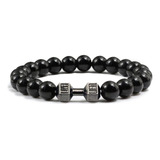 Pulsera Obsidiana Mancuerna 8mm Regalo Fit Amor Amistad