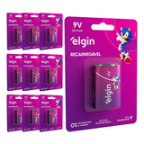10 Baterias Recarregaveis 9v Elgin (10 Cartelas)