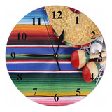 Reloj De Pared Con Sombrero Mexicano, Manta De Fiesta Mexica