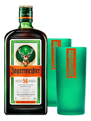 Combo Licor Jägermeister 700ml + 2 Vasos Verdes Paladarnegro