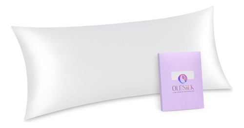 Funda Almohada Seda Morera 20x54 Cremallera Oculta Blanco