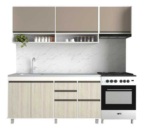 Combo Cocina Alacena + Bajo Mesada 160 + Sobrepurificador