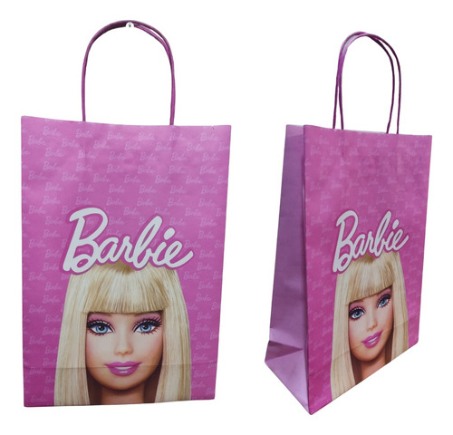 Pack 10 Bolsas De Papel De Cumpleaños Barbie 32*22 Cm