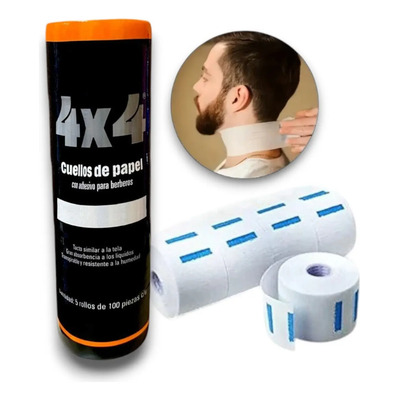 Papel Cuellero Desechable Barberia Estilismo Blanco 4x4 5pz