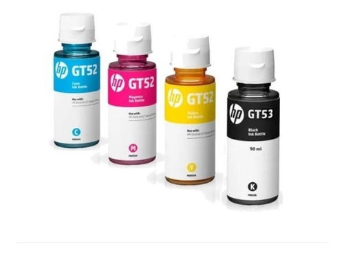 Combo 4 Botella Tinta Hp Gt53 Negro Gt52 Cian Magenta Amaril