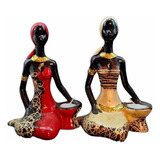 Juego De 2 Africanas En Ceramica Decoracion Para Oficina 