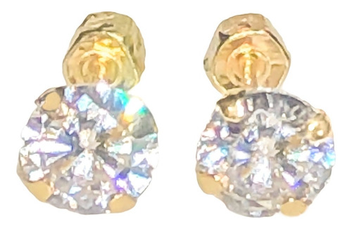 Broqueles Zirconia Niña Mujer Bebé 4mm 100% Oro 14k Aretes