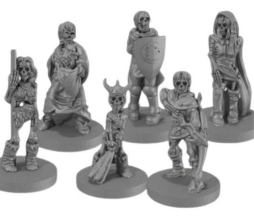 Kit 6 Miniaturas Caverna Do Dragão Esqueletos Rpg, Zombicide