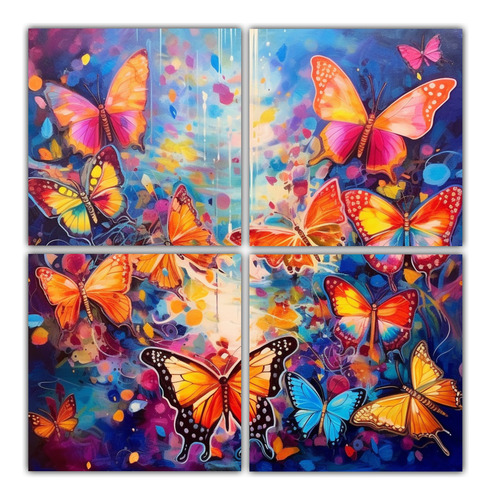 160x160cm 4 Lienzos De Cocina Con Mariposas Mágicas Y Vibra