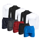 Paquete 5 Playeras Deportivas Manga Larga Y 5 Shorts Hombre