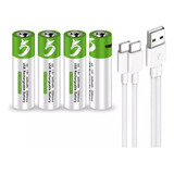 Hyge 4 Pilas Aa Recargables Usb C 2600mwh 1.5v Carga Rapida