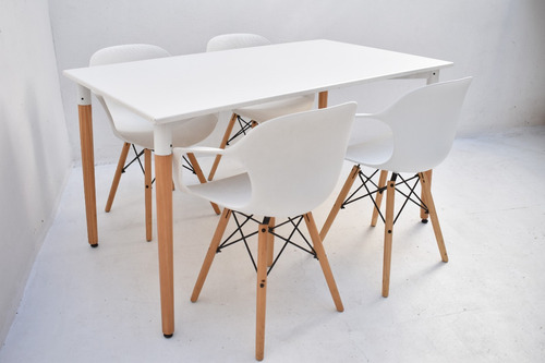 Combo Comedor Eames Mesa 1.20 X 0.80 Sillon Eames X4 